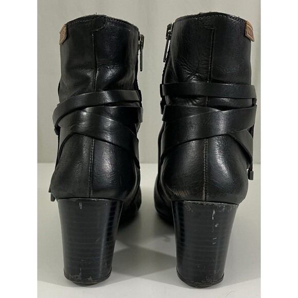 Pikolinos Verona Women 40 Black Leather Mid-Calf Zip Boots Ankle Heels Boho - Picture 13 of 13